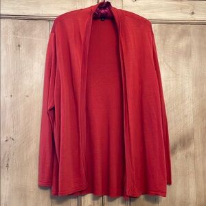 Eileen Fisher Burnt Orange Open Front Wool Cardigan